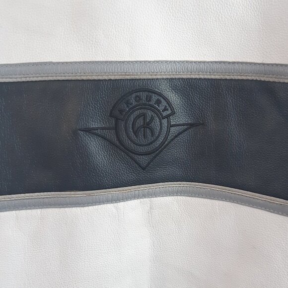 AKOURY Genuine Leather Jacket Look Moto Racing XS Unisex White, Orange and Black - Picture 14 of 16